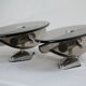 Pair of smoked glass and vintage chrome wall lamps