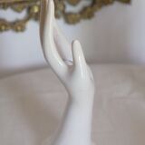 Hand baguier jewelry display or white porcelain vase 70s Vallauris