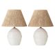 Pair of white ceramic table lamps with faux wicker texture, Spanish coastal design, 1970s