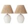 Pair of white ceramic table lamps with faux wicker texture, Spanish coastal design, 1970s