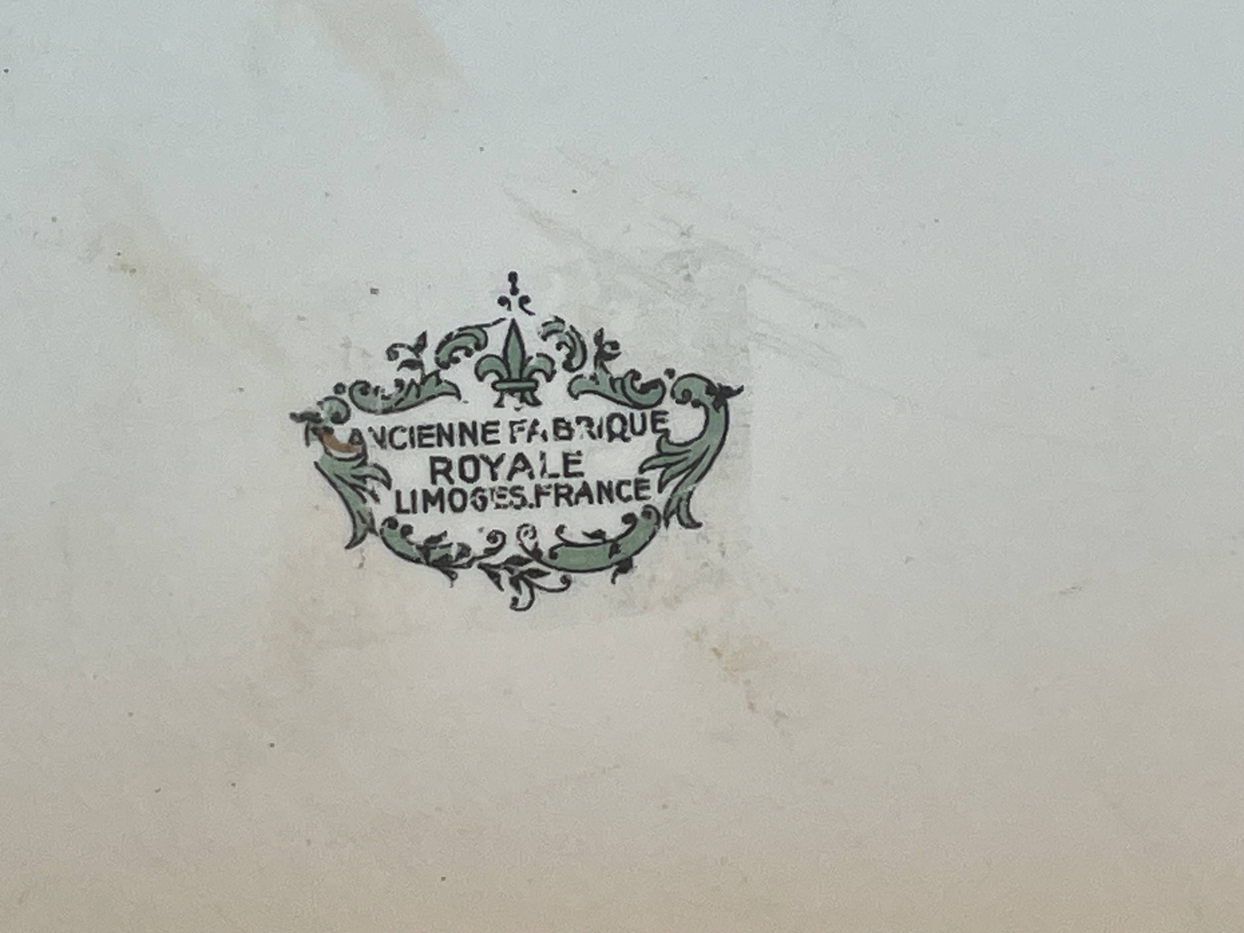 Large oblong dish old fabrique royale limoges signed d'artois 49 cm