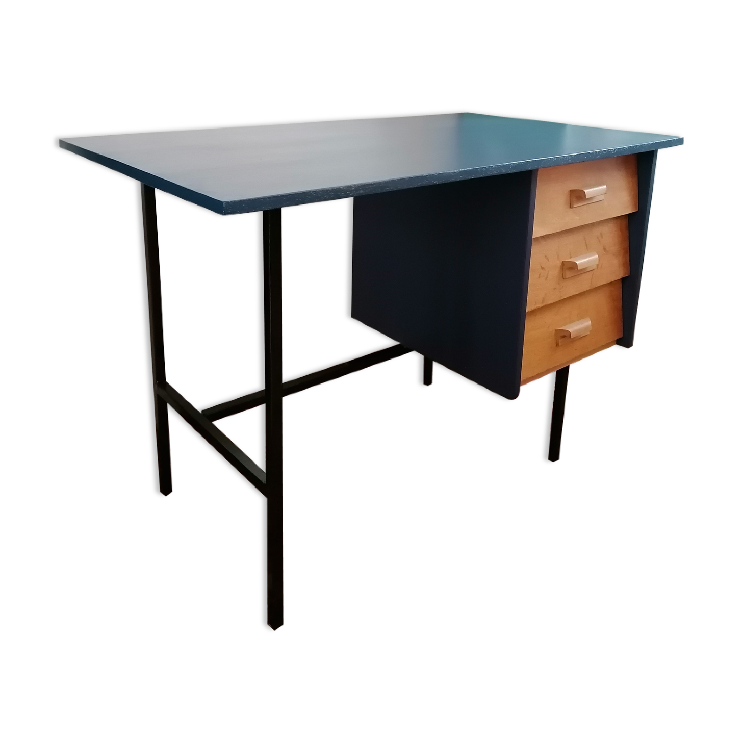Bureau vintage en bois et métal