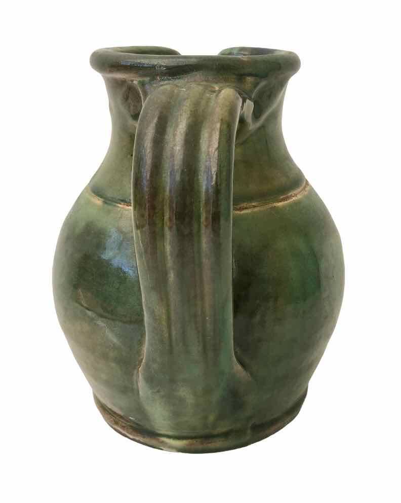 Vintage enameled terracotta pitcher