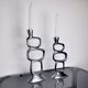 Pair of circle candlesticks by matthew hilton, england, 1980