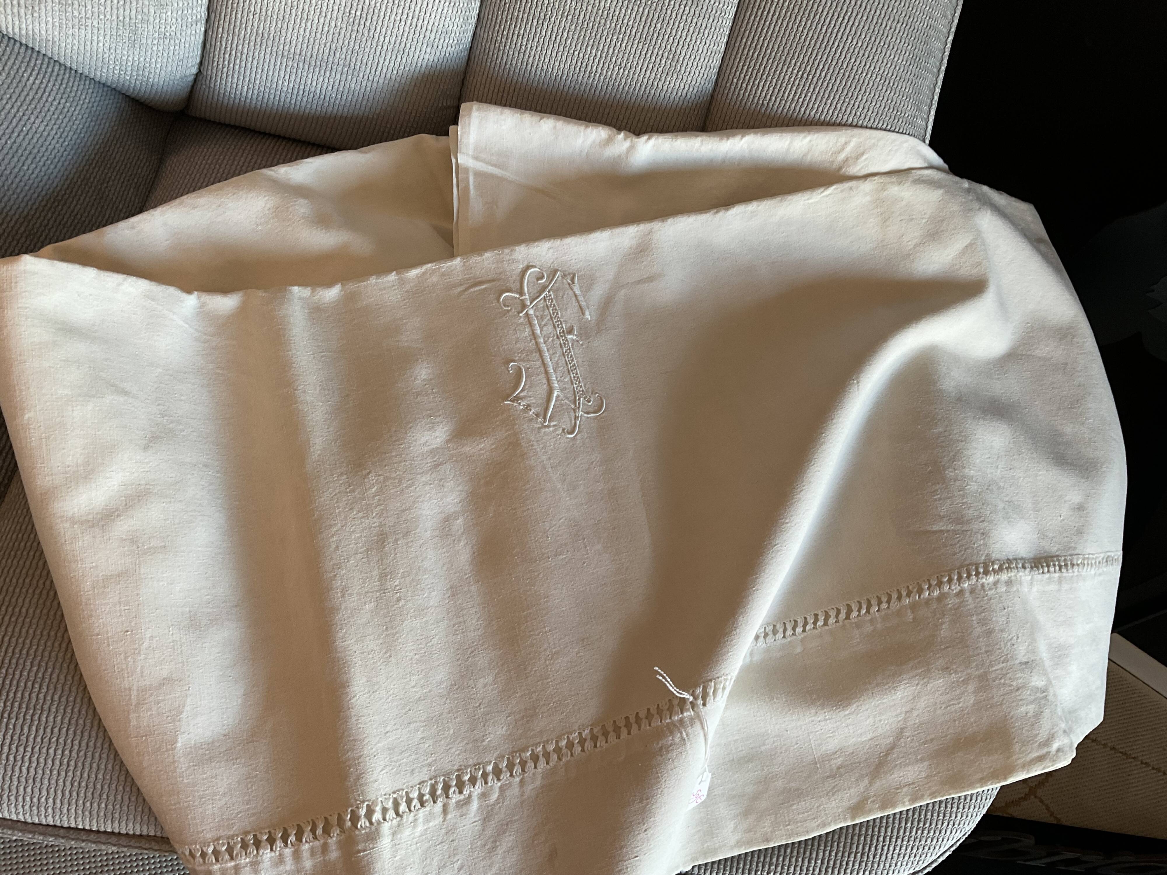 Embroidered linen/cotton sheet. Ancient