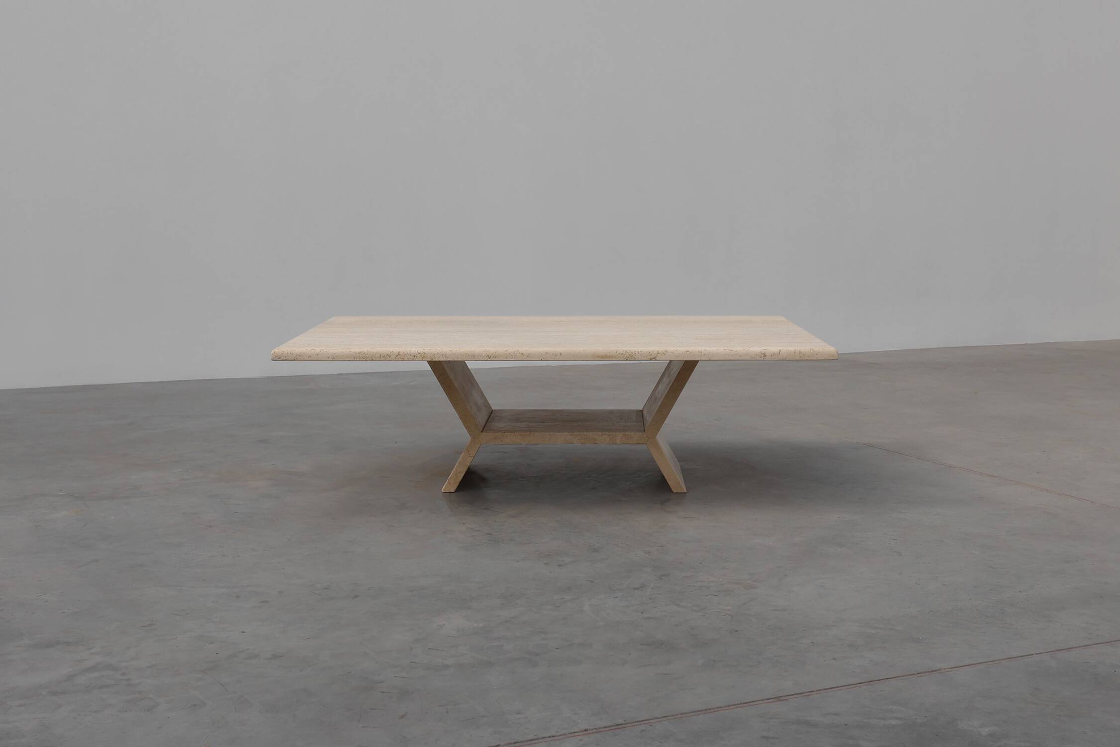 Sculptural geometric rectangular travertine coffee, Italy 1960s