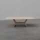 Table basse rectangulaire géométrique sculpturale en travertin, Italie, années 1960