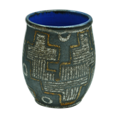 Vase design in enamelled art deco motif signed