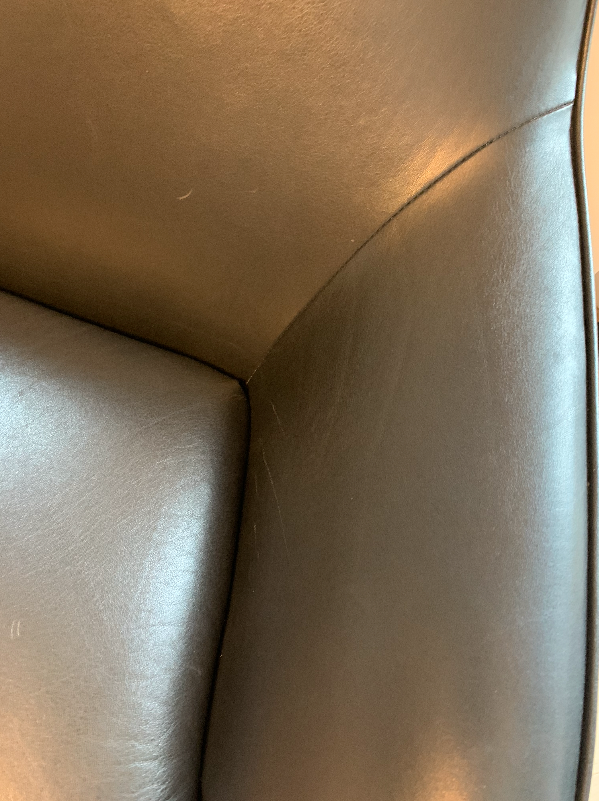 Roche Bobois leather spoutnik armchairs