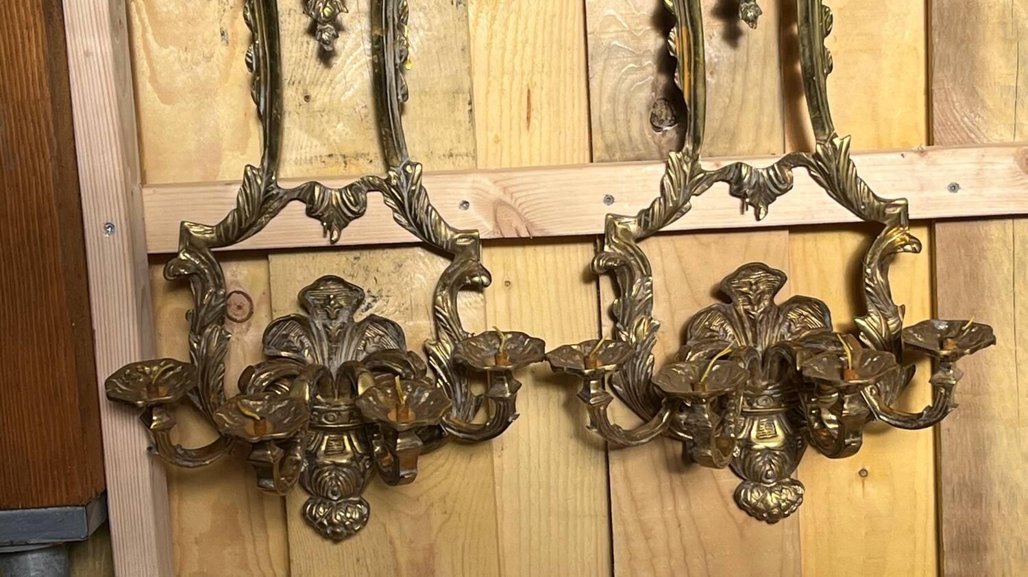 Pair of LXV style gilt bronze wall lights