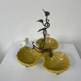 Triple round bronze and porcelain bowl