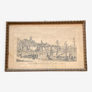 Illustration ancienne - Le port de Gênes (Italie) au XIXe