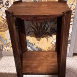 Art Deco side table in rectangular varnished brown wood with 2 shelves 1940