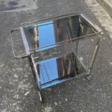 Chrome rolling serving cart from the 1950s-60s
