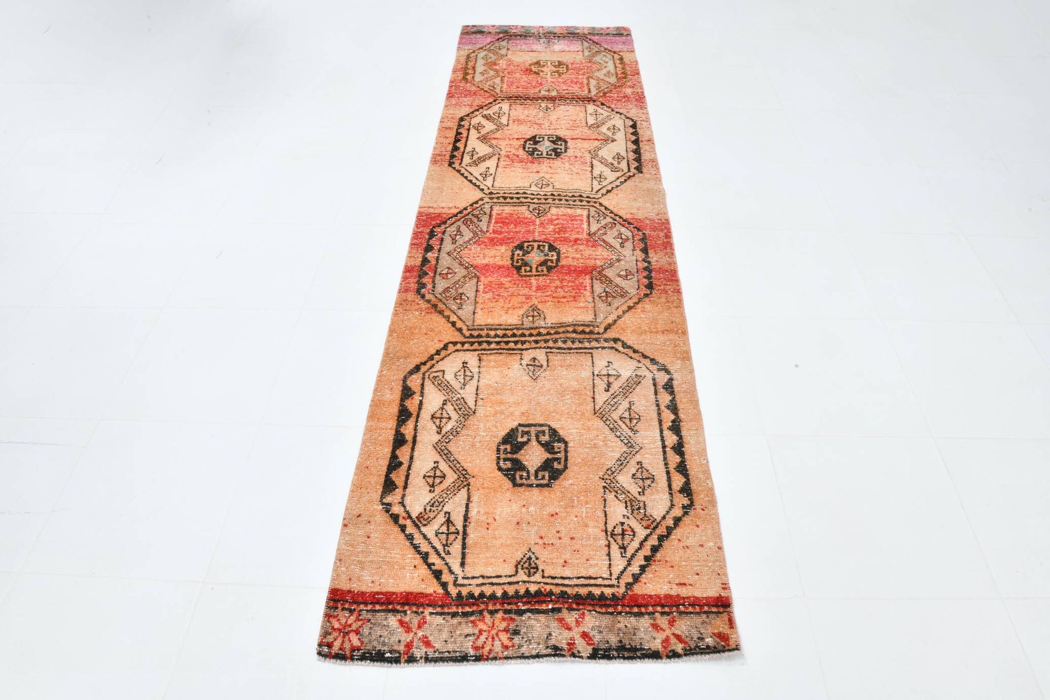 3x10 Peach Orange Handmade Wool Runner Rug, 81x293Cm