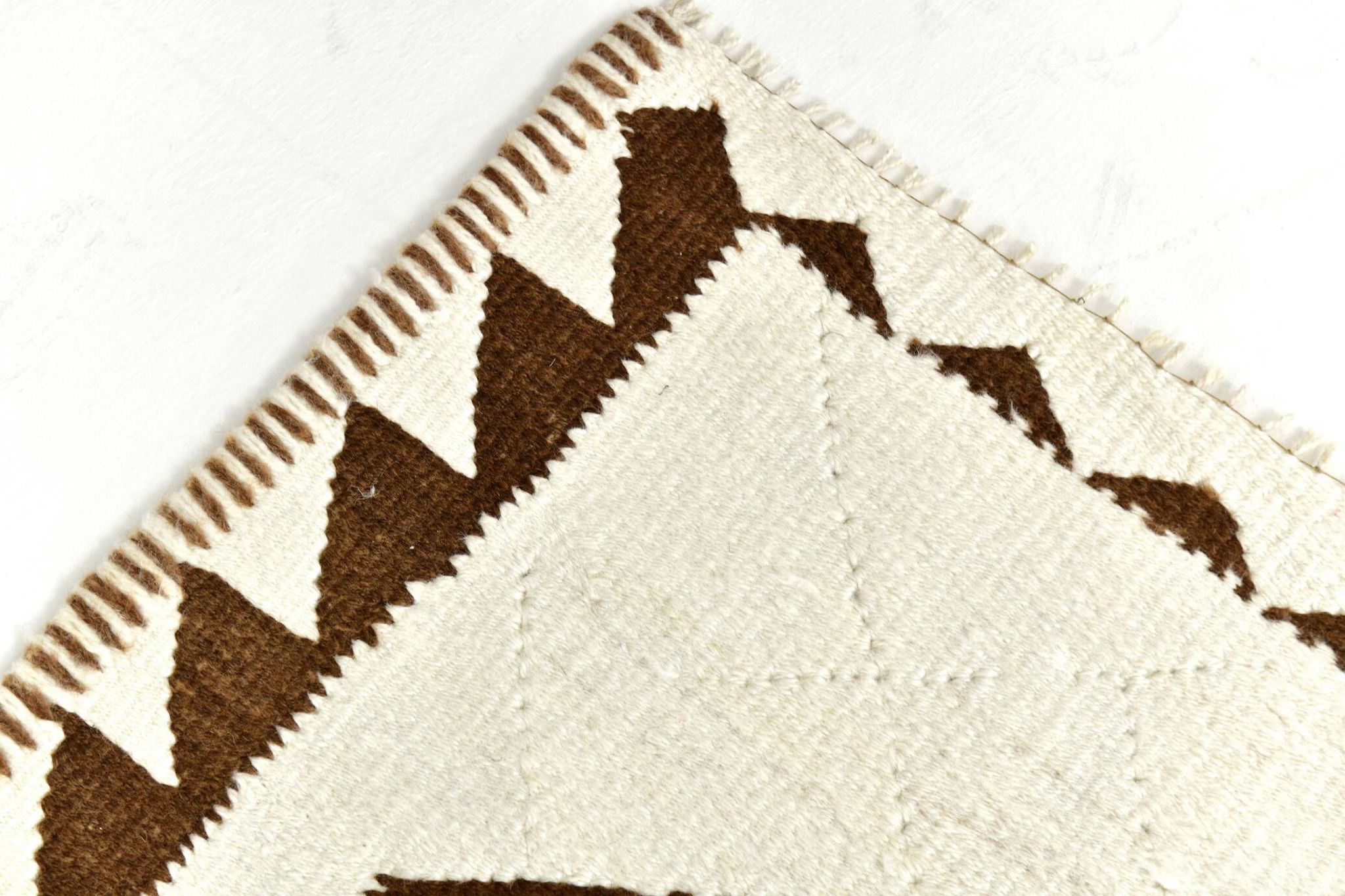 3x12 Geometric Beige & Brown Kilim Runner Rug, 102x357Cm