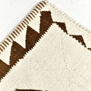 3x12 Geometric Beige & Brown Kilim Runner Rug, 102x357Cm