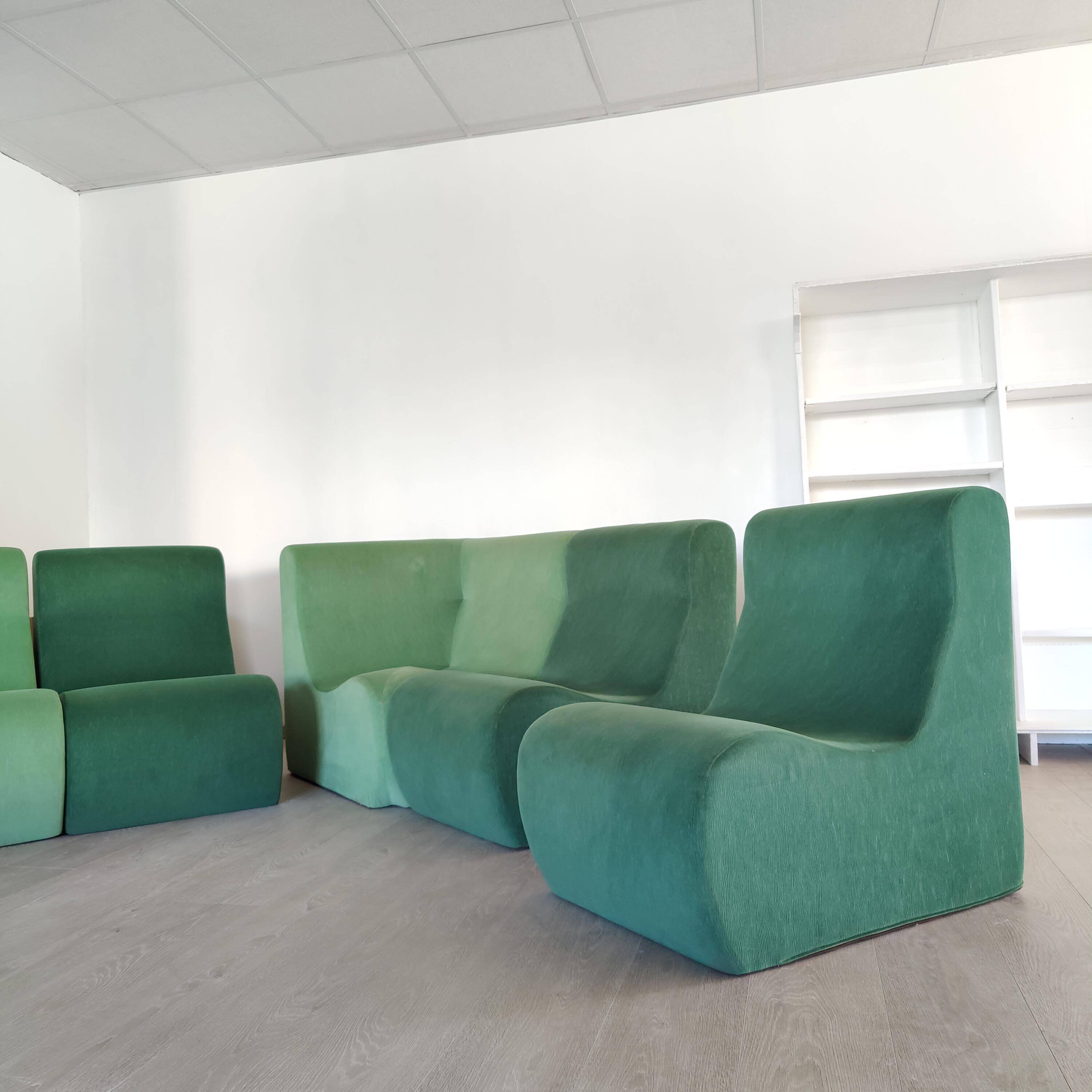Modular green corner sofa 1970s