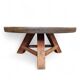 Round brutalis coffee table with brass / copper top / 1960s
