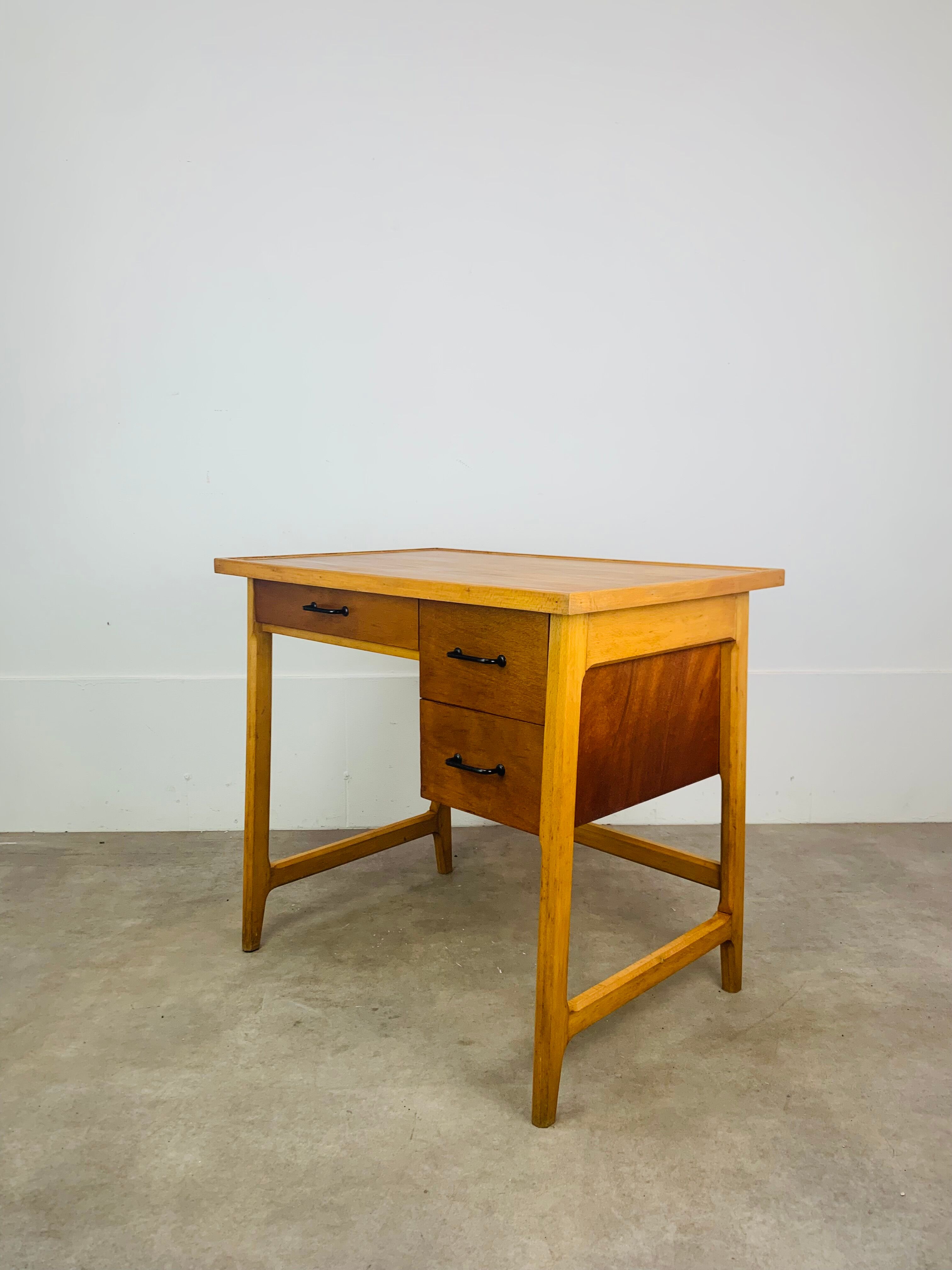 1950s wooden desk reconstruction, vintage