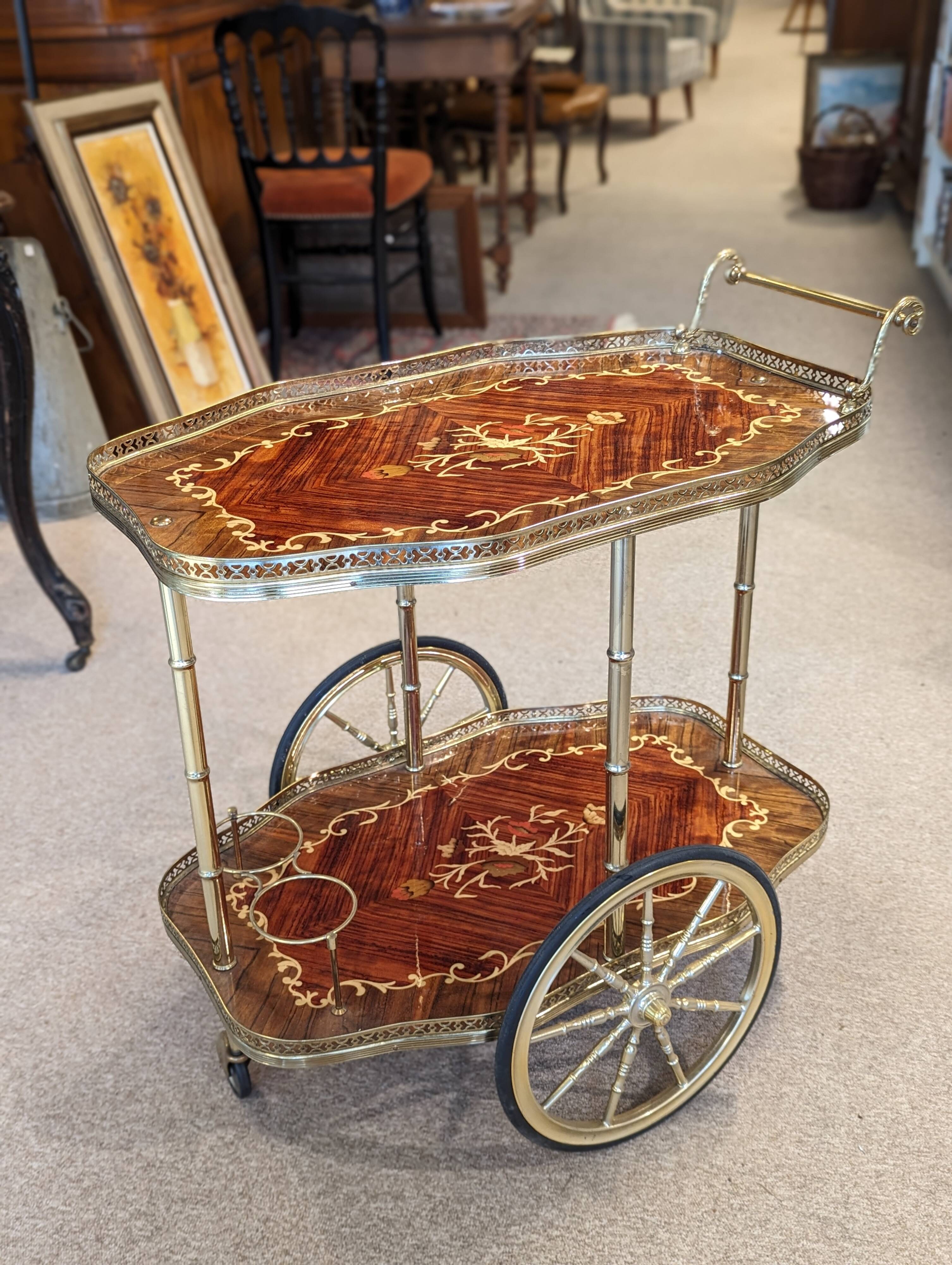 Inlaid rolling trolley