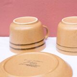 2 Sarreguemines stoneware cups and saucers