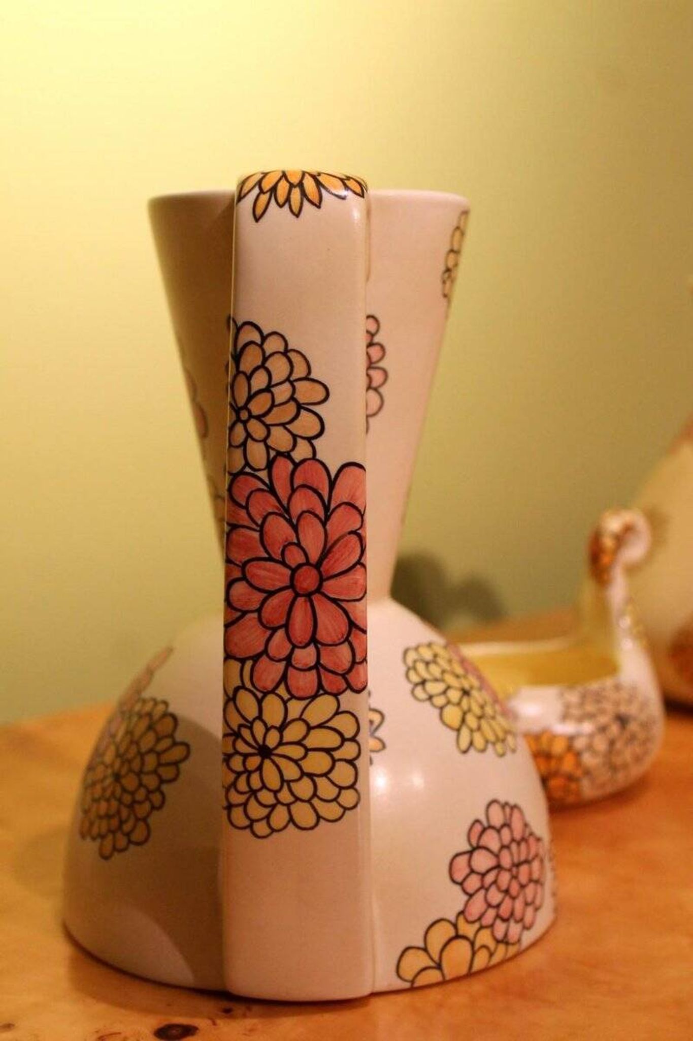 Italian Art Deco Ceramic Jug, Pitcher and Tray Set with Floral Patterns from Lenci, 1930s, Set of 3