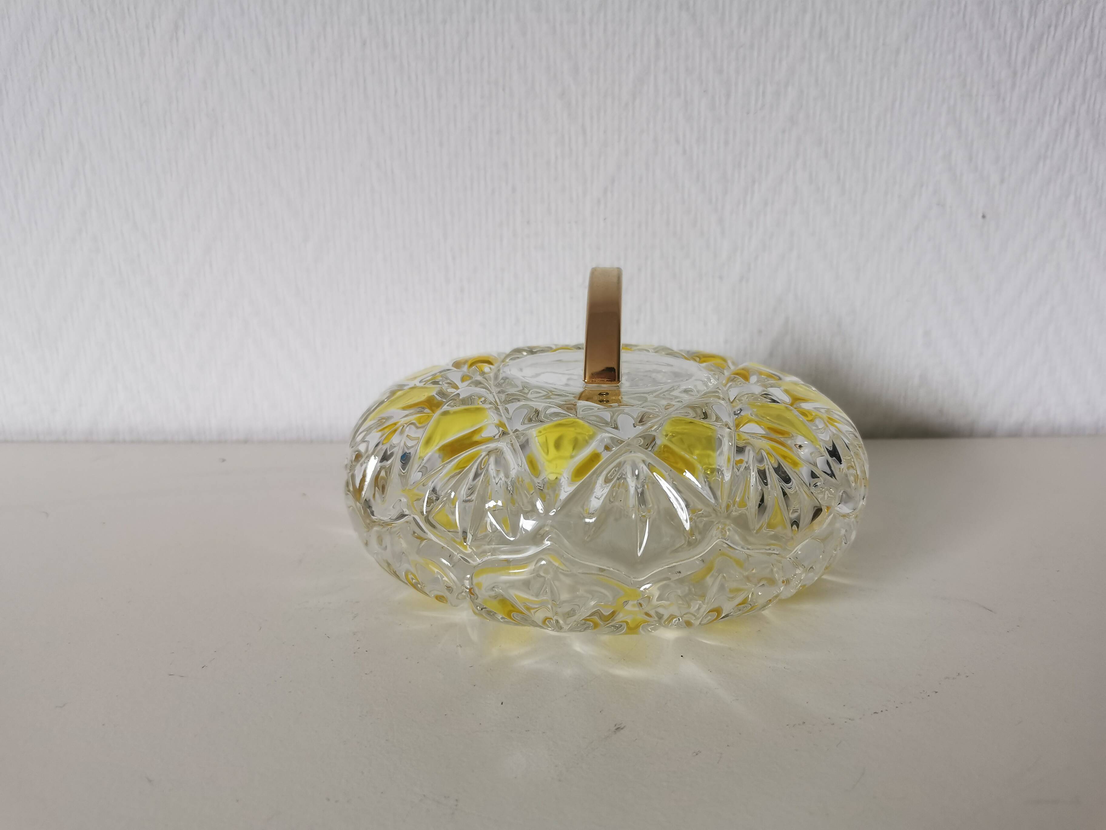 Candy dish, sugar bowl in transparent faceted glass