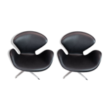 A pair of Swan chairs, model 3320, designed by Arne Jacobsen in 1958