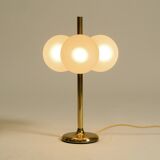 1960s Space Age brass table lamp by Kaiser Leuchten  with 3 glass globes
