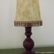 French Mid Century Round Turned Wood Table Lamp With Hide Skin Shade 4025
