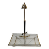 Leather-covered brass table lamp by Jacques Adnet 1950s