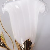 24 kt gold-plated tulip glass wall lamps Italian design 1970