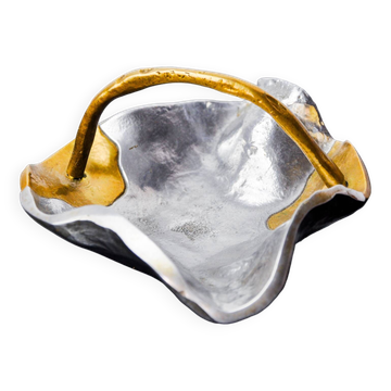 Brutalist pocket emptier by Art3, bronze and aluminum 1970, Spain