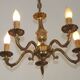French Vintage Mid Century Bronze 5 Light Traditional Style Chandelier