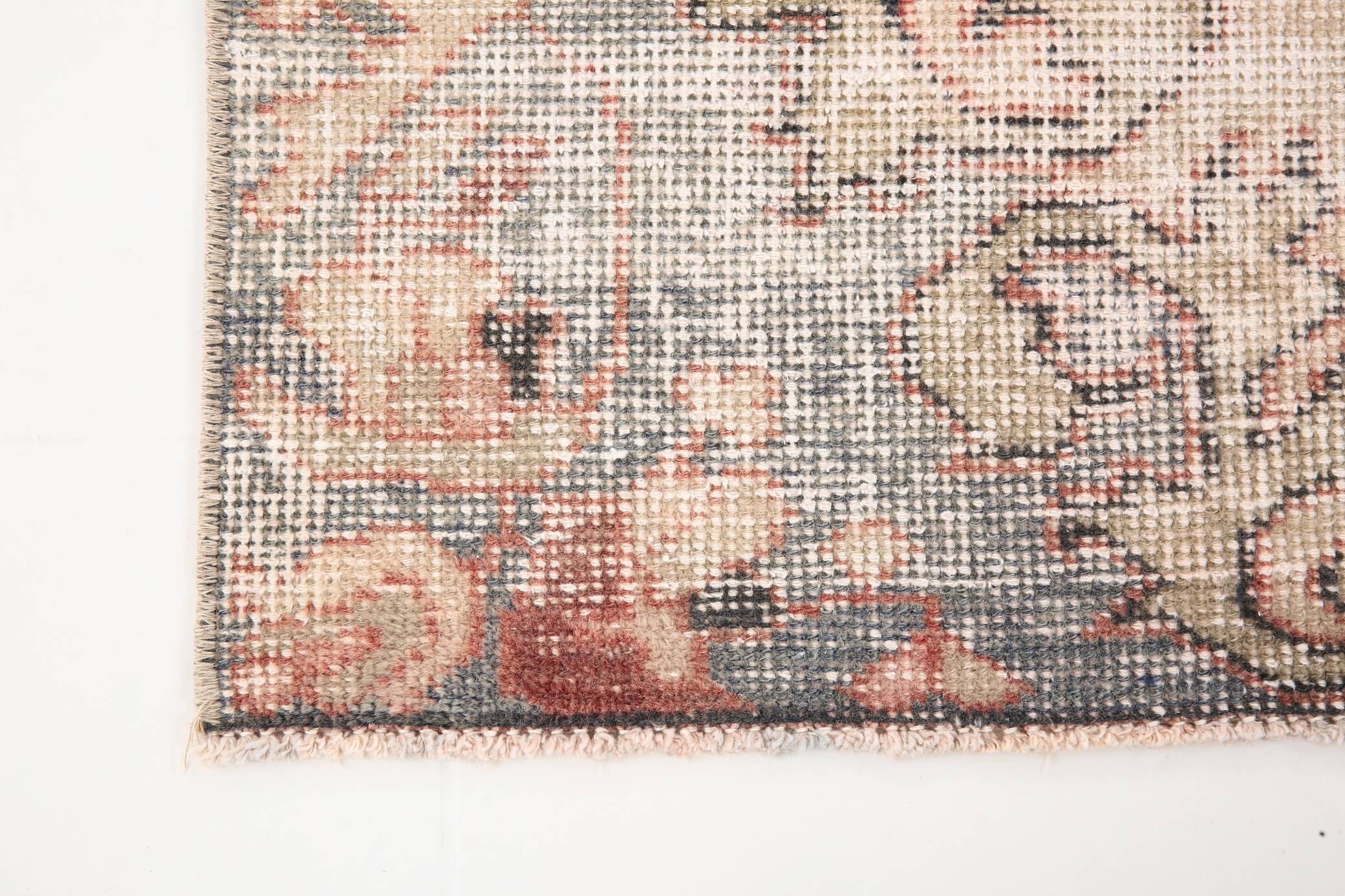 3x6 Rug For Laundry Room Red Beige Antique Vintage Rug, 110x193Cm SK 2797