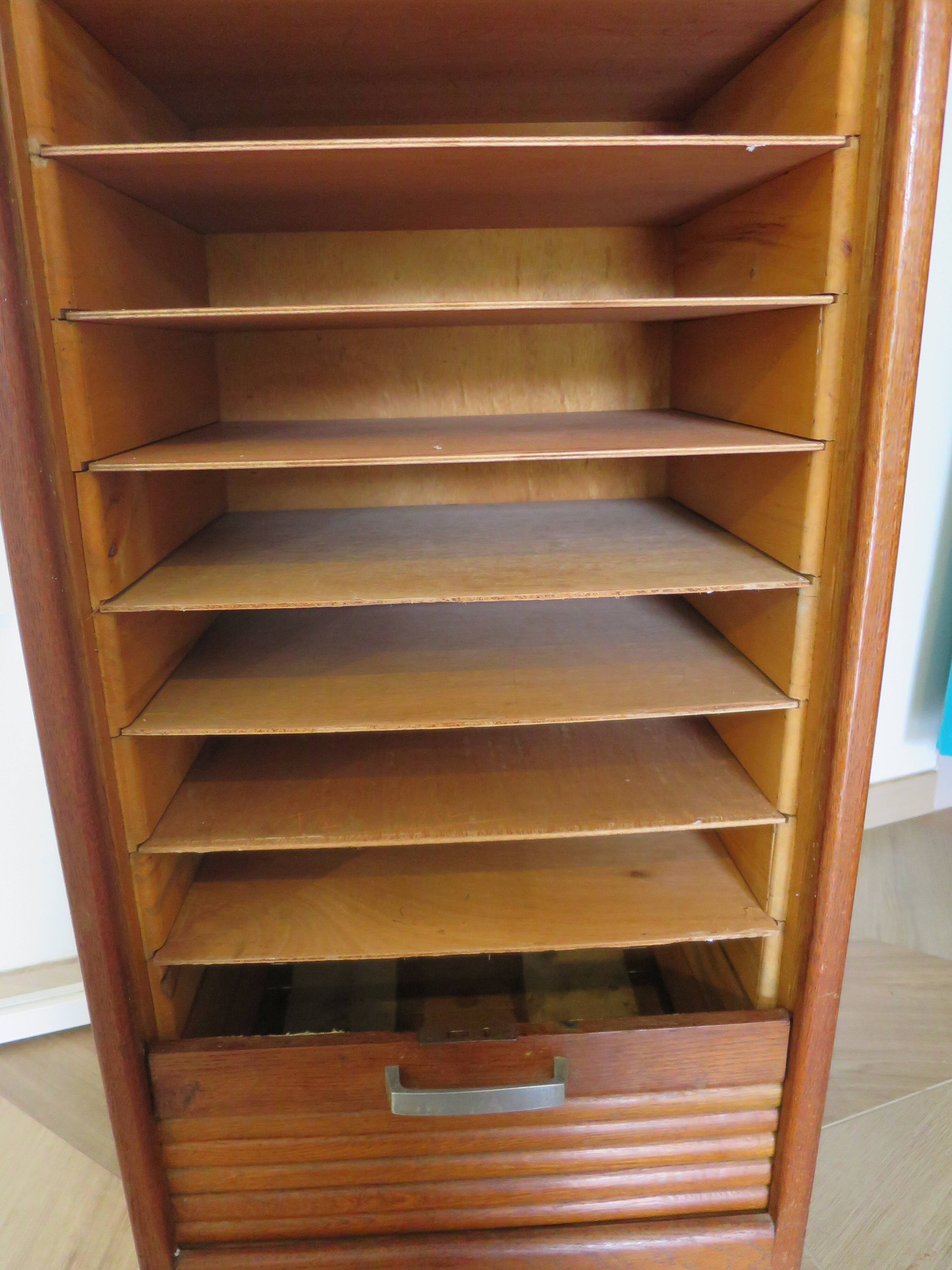 Burwood oak curtain file cabinet, 1960s