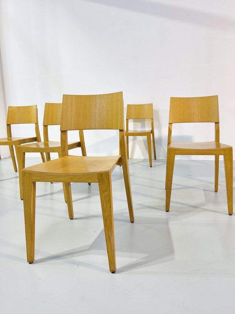 Danish beech dining chairs, 1980s, set of 6