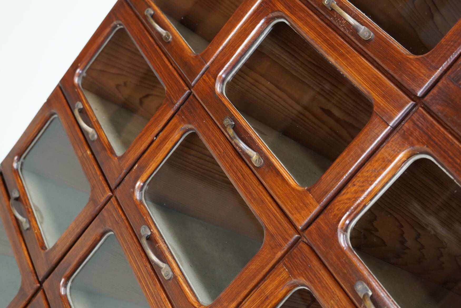 English Haberdashery Shop Cabinet with Glass Fronted Drawers, Circa 1930s