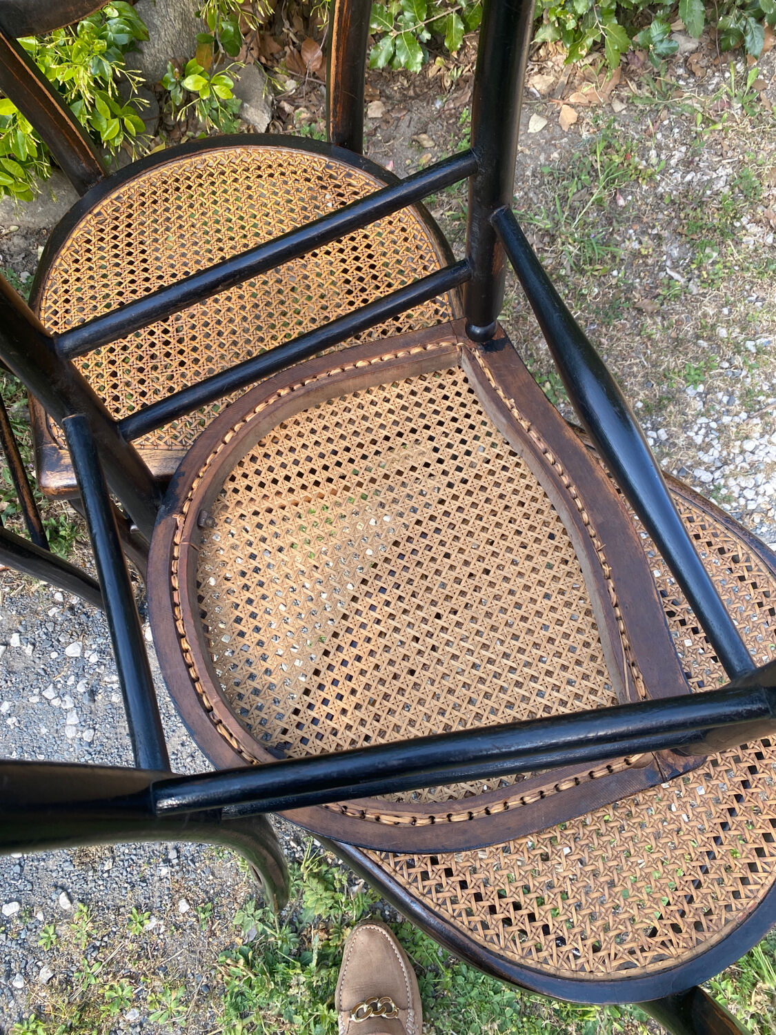 4 Napoleon III blackened wooden chairs