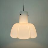 Large glashuette limburg pendant light white flower shaped opaline glass shade