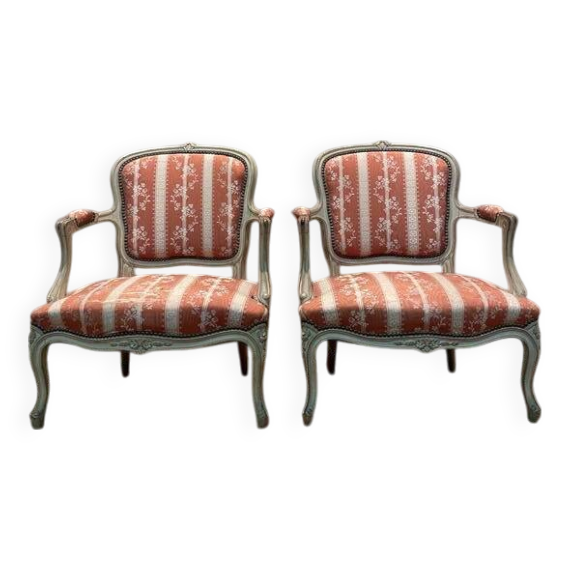 Pair of Louis XV style cabriolet armchairs