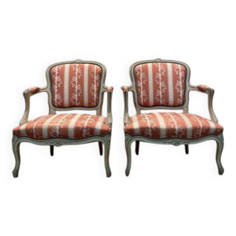 Pair of Louis XV style cabriolet armchairs