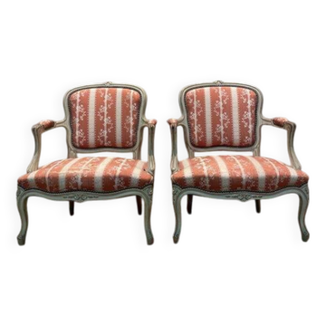 Pair of Louis XV style cabriolet armchairs