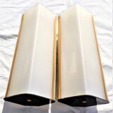 Perspex angle sconces and white lacquered metal with double lamp 1 pair
