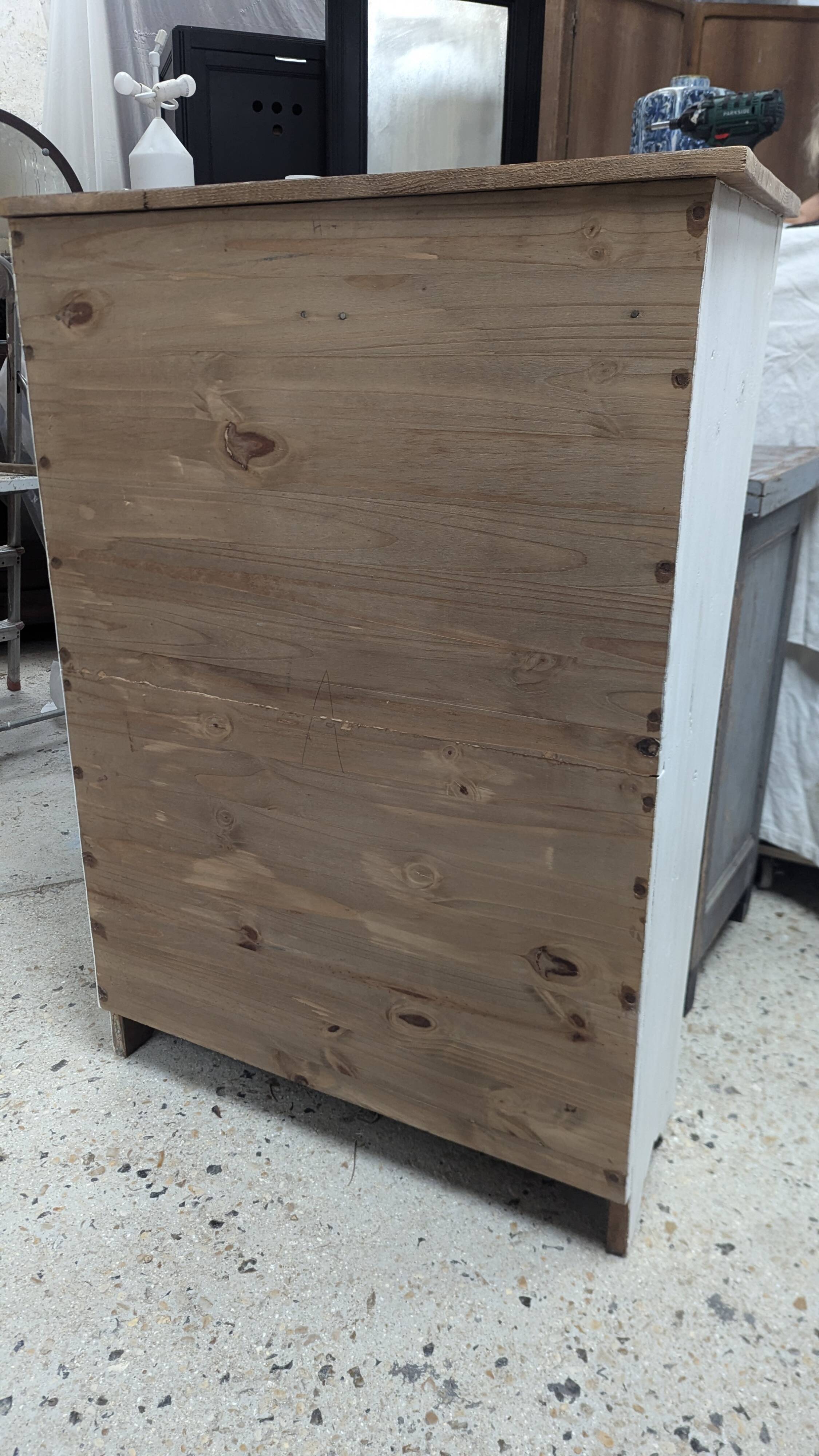 Old vintage Parisian pine patina buffet