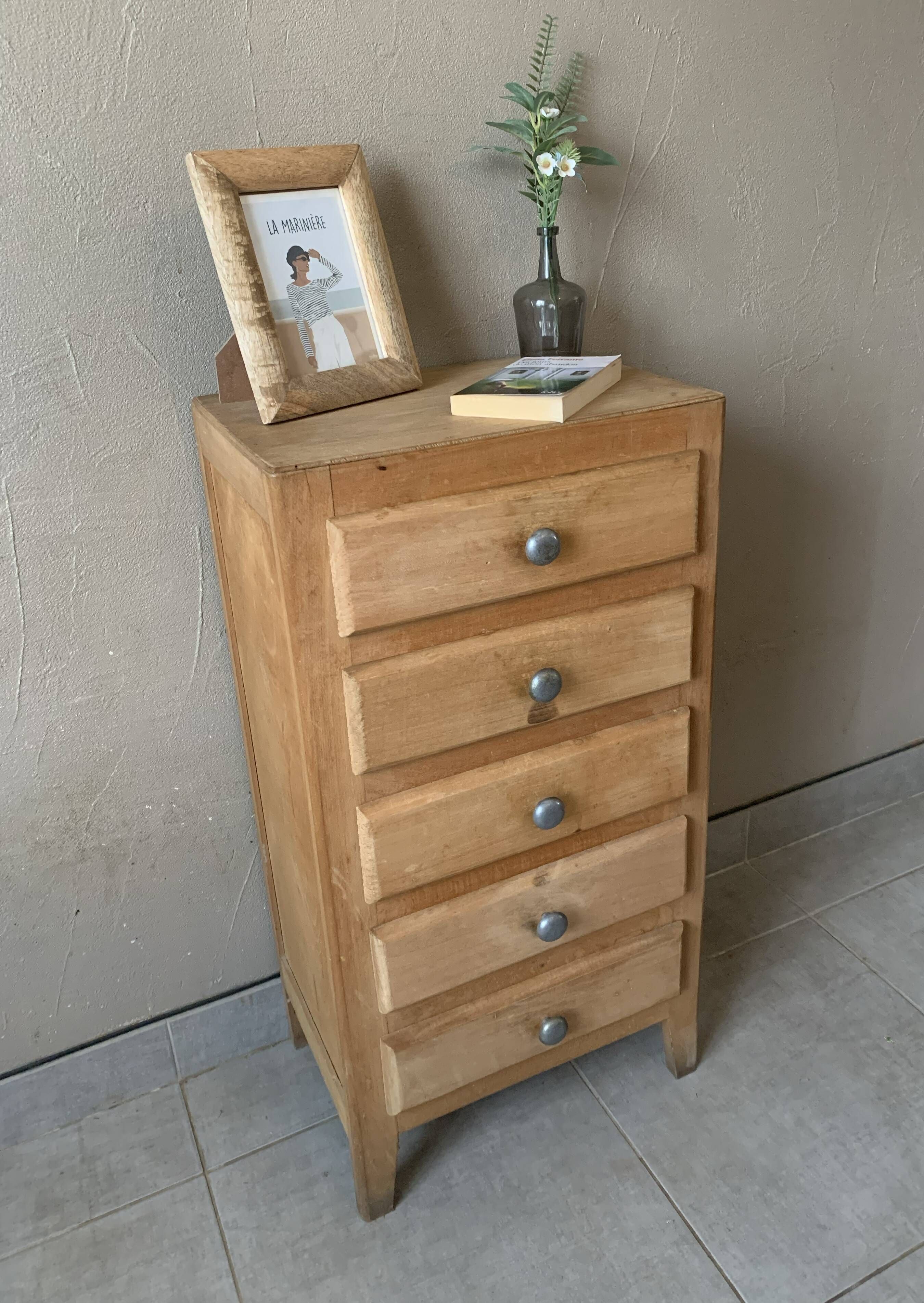 Vintage 5-drawer chest of drawers from 1950 in wood