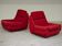 Paire de fauteuils rouge Atlantis Space Age République Tchèque 1970