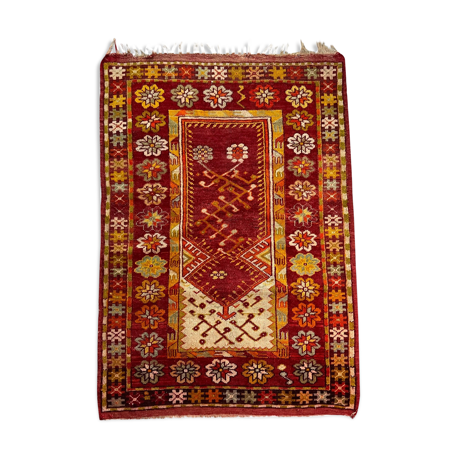 Antique turkish handmade rug, wool rug, anatolian  rug, 144 x 95 cm