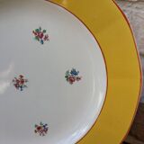 Set of 10 dessert plates with yellow border and floral decoration Sarreguemines